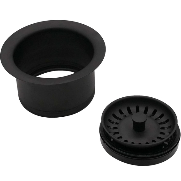 Westbrass D2082S-62 Extra-Deep Waste Disposal Flange & Strainer, Matte Black - Picture 3 of 6